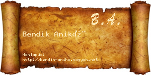 Bendik Anikó névjegykártya